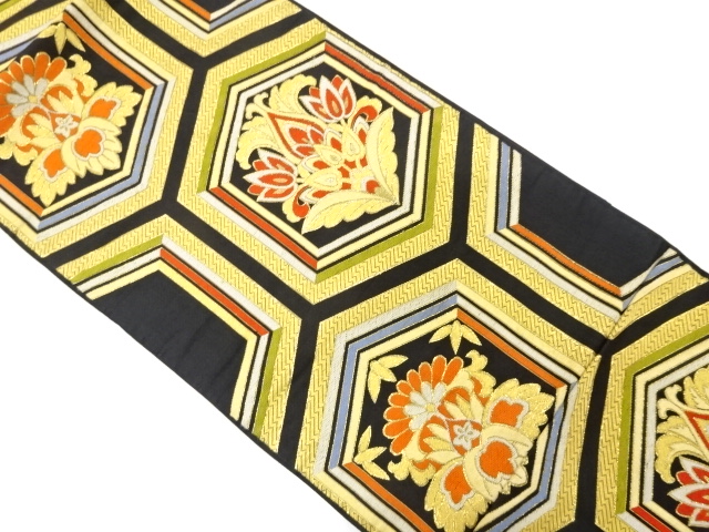 アンティーク　亀甲繋ぎに唐花模様織り出し袋帯（材料）